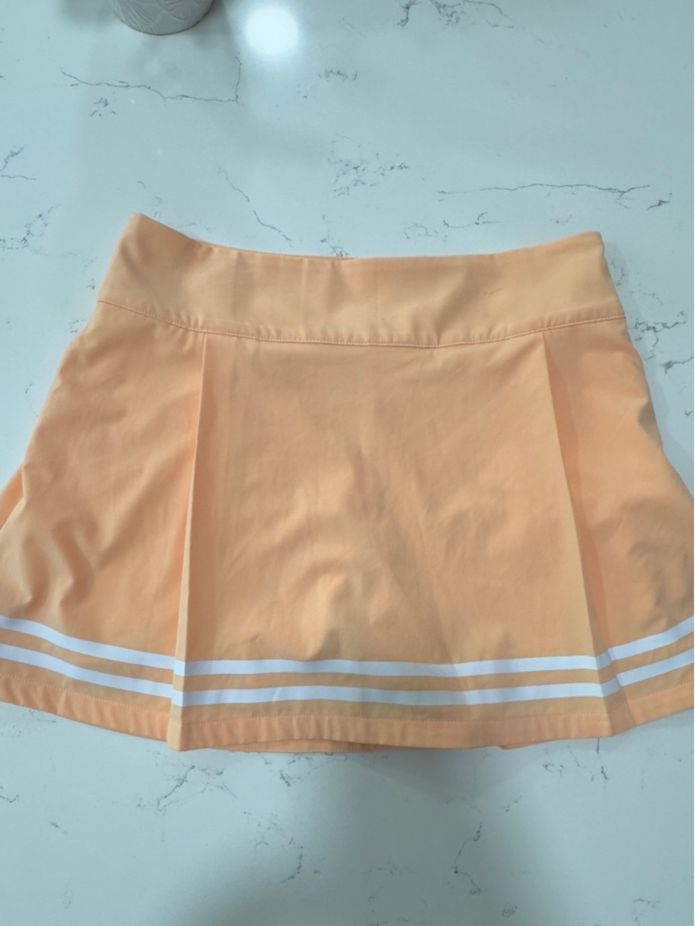 NWT Calia Peach Pleated Tennis Skirt with White Stripes